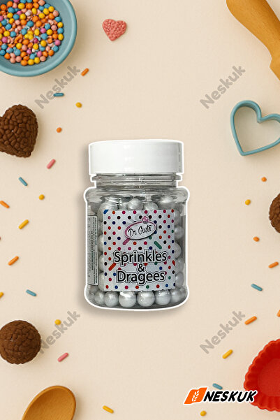 Neskuk Gümüş Şeker Topu Pasta Süsü 8mm – Sprinkles & Dragees 45g | Kurabiye v...