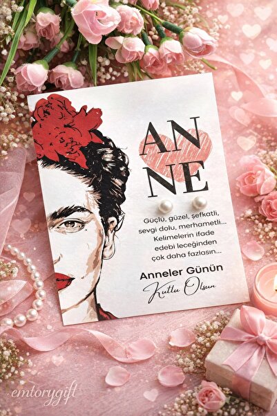 Emtory Home 5 Adet İnci Küpe-  FRIDA FACE Kuşe Kartlı Anneler Günü Hediyesi -...