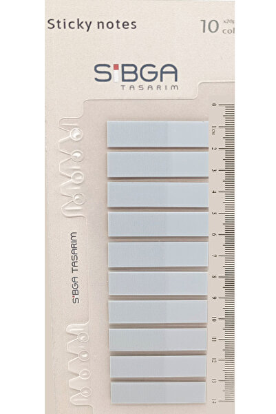 sibga tasarım Şeffaf Açık Gri Renkli Postit Post-it Post It. Kitap Ayracı Ayraç Postit Sticker 200 yaprak