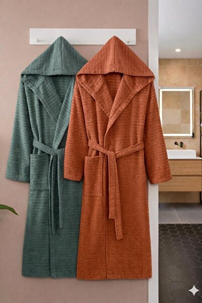 Federico Fabrizio Serena Büyük Beden Unisex 2’li Pamuklu Bornoz Seti”