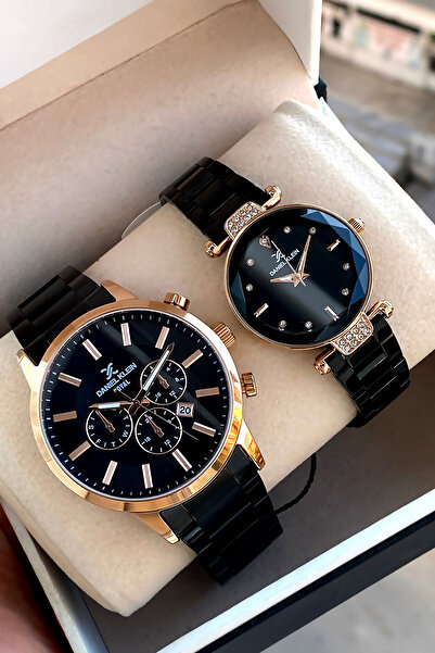 Daniel Klein Orijinal 2 Yıl Garantili Çift Sevgili Saati Paslanmaz Çelik Siya...