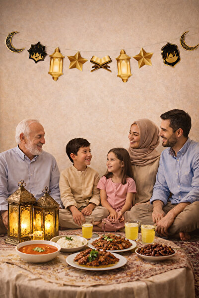 Parti dolabı Ramazan Dekoratif Asmalık Süs Siyah Gold Banner Hilal Yıldız Kur...