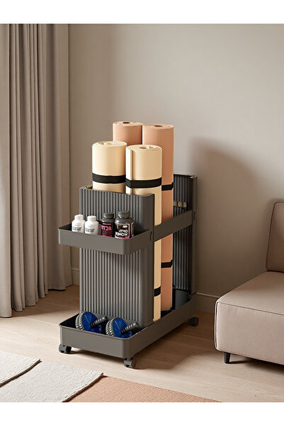 Shangxing 2-Tier Rolling Sports Equipment Storage Cart – Black Grey Organizer...