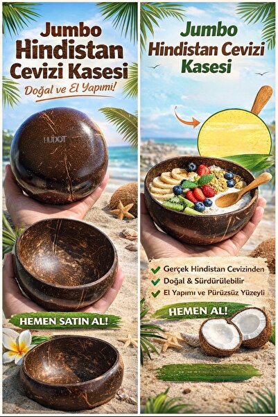 HUDOT Jumbo Premium Hindistan Cevizi Kasesi 1 Adet / New Premıum Jumbo Coconu...