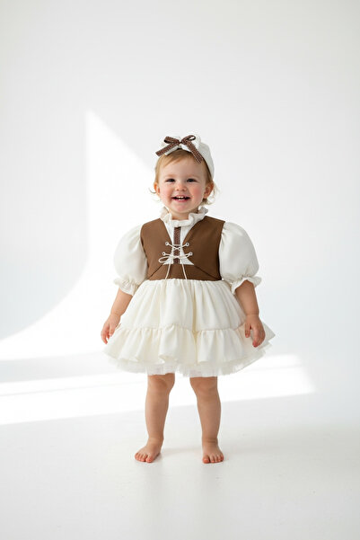 Hobidik Baby ROCHIE DE ZI DE NAȘTERE VINTAGE set cu vestă DIN ȚESUT KREP