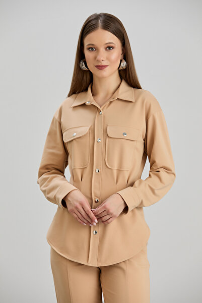 Sortie Cămașă cu fire duble model Ecru