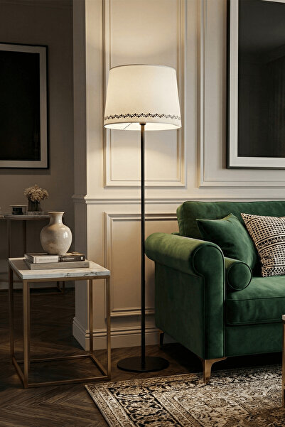 Marrien Cora Tulip Siyah Metal Ayaklı Bohem Lambader - 145cm Bohem Rustik Sal...