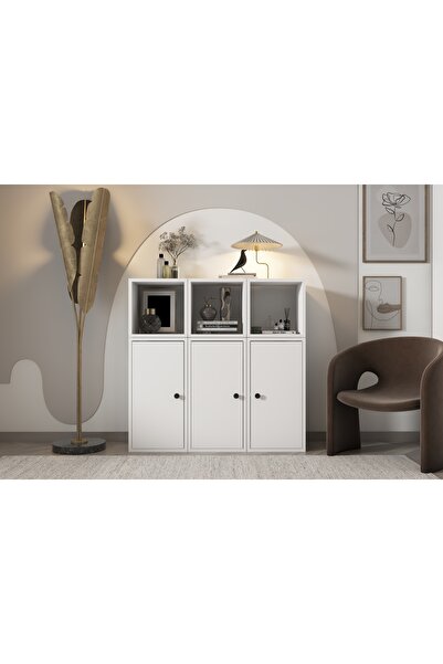 Nettrends Kapaklı Raflı Çok Amaçlı Dolap Beyaz 97 cm Ça-d 1043-Ç