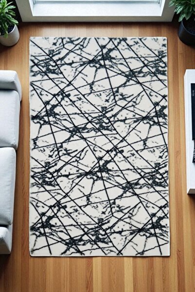 Prizma Marble Kaymaz Yıkanabilir Halı | Beyaz
