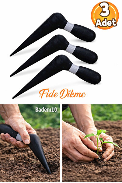 Badem10 3 Adet Fide Dikme Aparatı Aleti Fide Dikici Ve Sökücü Siyah Plastik 1...