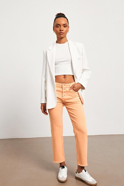 YOUR NAME Blugi de damă cu talie înaltă portocaliu Looese Straight