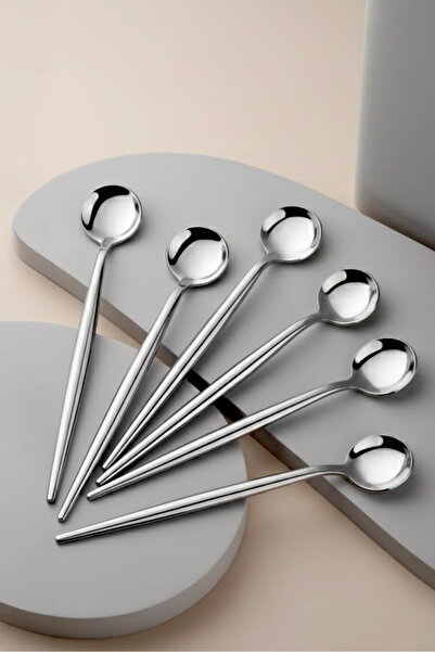Kitchen Life 6'lı Paslanmaz 18/10 Yuvarlak Gümüş Çay Kaşığı - Paslanmaz Kararmaz Çelik Kaşık