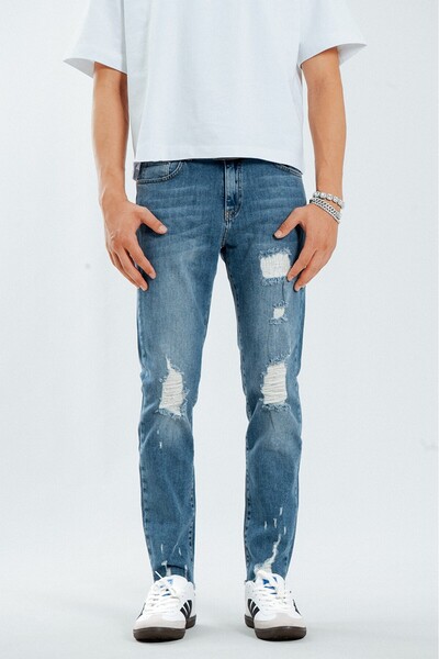 No Future Street Style Ripped Skinny Men's Jean Denim Pants Nf0320Mvbz