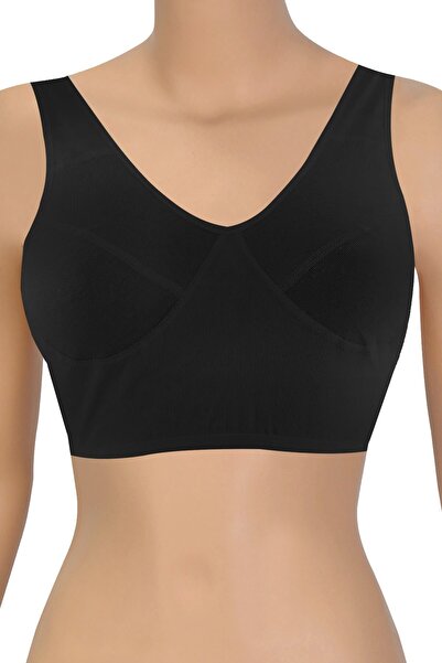 Öts Sutien pieptănat din bumbac, negru, din 2 piese