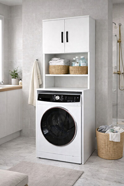 Alesta Life Çamaşır Makinesi Dolabı | Makine Üstü Düzenleyici Banyo Dolabı