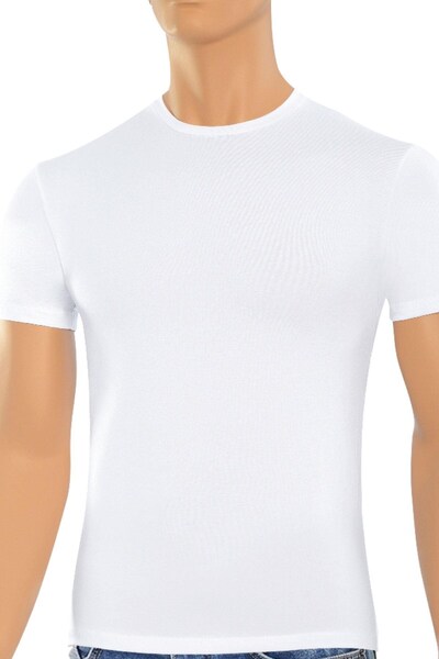 Öts Tricou alb pentru bărbați - 2 piese, guler închis modal