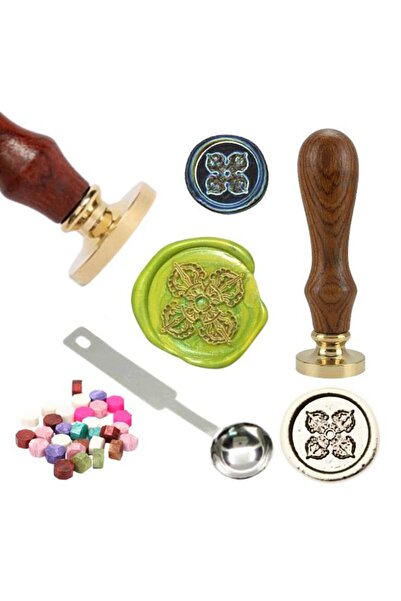 Profisher Mektup Damga Mühürü Şeftali Çiçeği + 30 Mühür Mumu + Kaşık