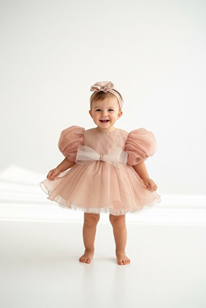 Hobidik Baby Rochie pentru fetiță din tul de culoare pudrată |   Rochie pentr...