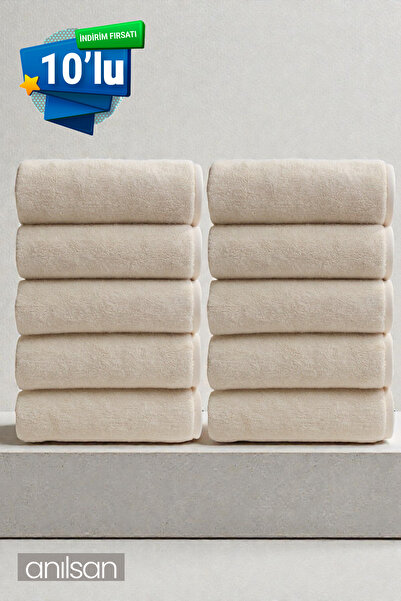 Anılsan 10 paketa običnih bež ručnika za ruke - 50x90 cm, 225 g, 100% pamuk, ...