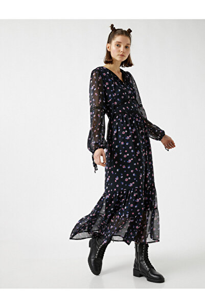 Koton Rochie florală din șifon cu mânecă lungă