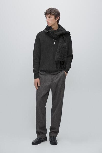 Massimo Dutti Fermuarlı dik yaka triko kazak