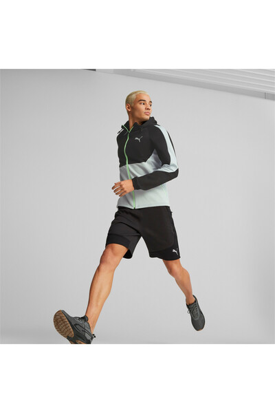 Puma جاكيت رياضي رجالي EVOSTRIPE بسحاب كامل وغطاء رأس - متعدد الألوان