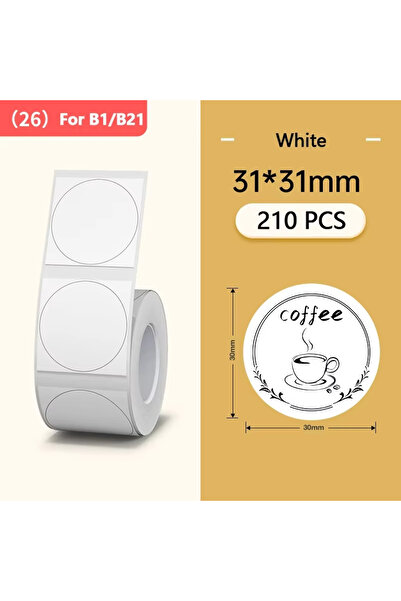 Choice ملصقات دائرية بيضاء 30x30 مم من Niimbot، ورق لاصق حراري أبيض/ملون/شفاف، طباعة على لفة