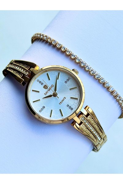 Raymond Rym-1043 Quartz Women's Watch - Waterproof - Case and Strap Steel - 2 Years Warranty Gold-White