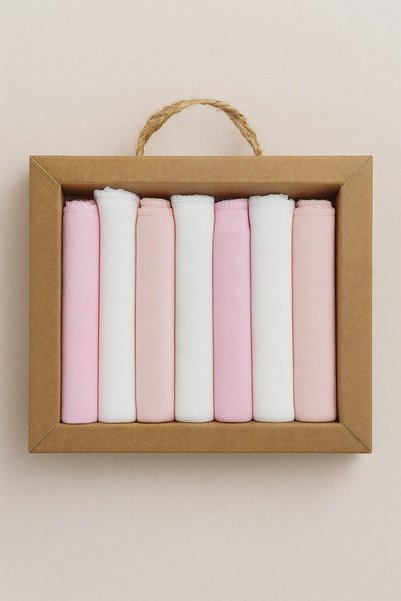 dinamik çocuk Baby Girl Boy 7-Pack Mouth Wipes 100% Cotton Newborn Baby Wipes 20Cmx20Cm Gift in Craft Box