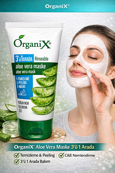 Organix Aloe Vera Yüz Maskesi - 3'ü 1 Arada Temizleme, Peeling ve Nemlendirme...