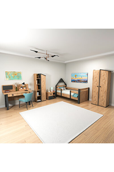 ARNETTİ Valerin Genç Odası Takımı Atlantik Çam Antrasit - Çalışma Masası,Kary...