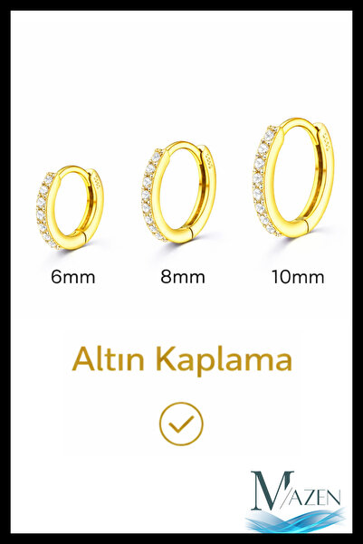 MAZEN 1 Adet Kararmaz Zirkon Taşlı Halka Kıkırdak Küpesi Tragus Helix Gold Renk