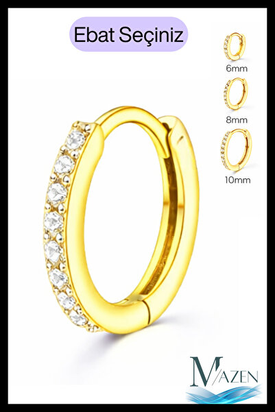 MAZEN 1 Adet Kararmaz Zirkon Taşlı Halka Kıkırdak Küpesi Tragus Helix Gold Renk