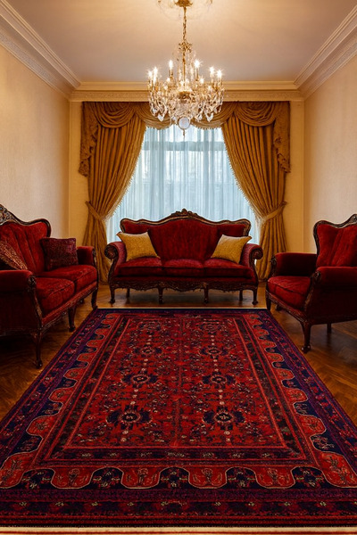 HALI SARAY CONCEPT Yün Halı Uşak Afgan 1.kalite Saf Yün Özel Dokuma Halı Bord...