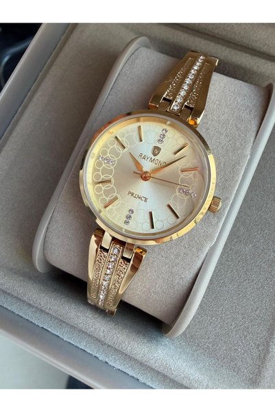 Raymond Rym-1043 Quartz Women's Watch - Waterproof - Case and Strap Steel - 2 Years Warranty Gold