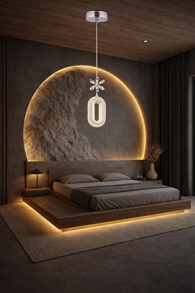 AURA LIGHTING Krom Akrilik Kristal 3 Renk LED Modern Sarkıt Avize Antre/Hol (Beyaz Sarı Günışığı)