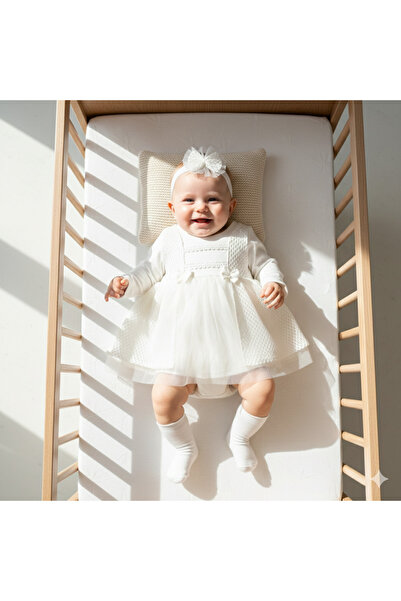 Miniday Baby Baby Girl Dress with Lace Bandana