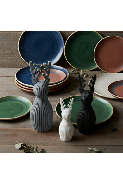 Decorius 3'Lü Geyik Dekoratif Set - Gri Siyah Beyaz Dekoratif Geyik Seti - Bo...