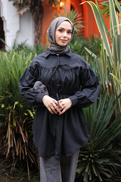 İmajButik Μαύρο ελαστικό τζιν με κουμπιά μέσης