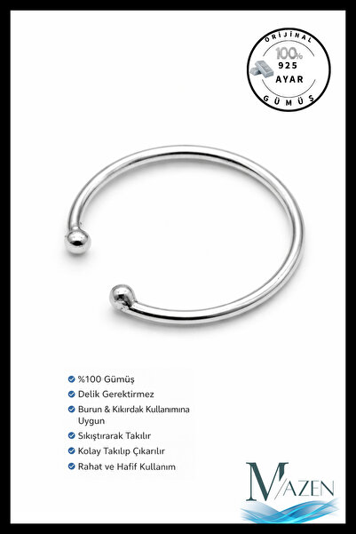 MAZEN 925 Ayar Gümüş Halka Deliksiz Sıkıştırmalı Kıstırmalı Fake Hızma Gümüş ...