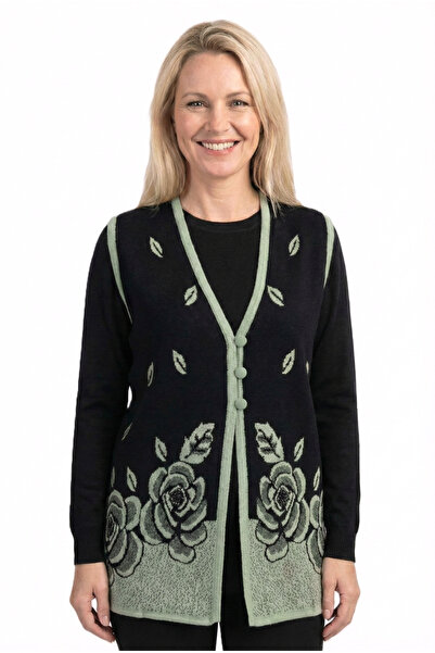 Oppland Femei Mother Boutique Vest Tricoturi Iarna Trei Nasturi Motiv Trandaf...