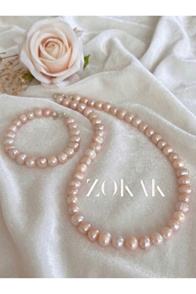 Zokak Gerçek 925 Ayar Gümüş Sertifikalı İncili Kolye ve Bileklik Set - Doğal ...