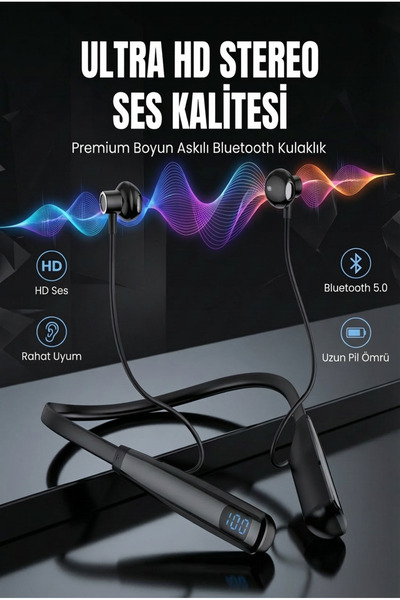 Kensa Sporcu Kulaklık Kablosuz Bluetooth Kulaklık Boyun Bantlı Asmalı Mıknatı...