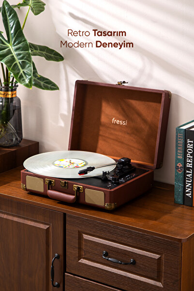 Fressi Dahili Hoparlörlü Pikap Müzik Kutusu Usb+Rca+Bluetooth