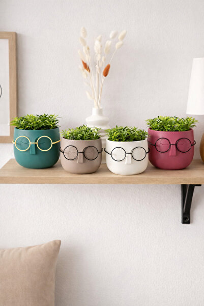 Lineva Dekoratif 4’lü Gözlüklü Profesör Çim Adam Yapay Çiçek – Masa / Ev / Of...