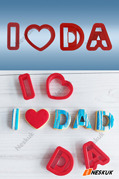 Neskuk Set of 4 Father's Day Cookie Mold and Dough Shaping Father's Day Cake Love