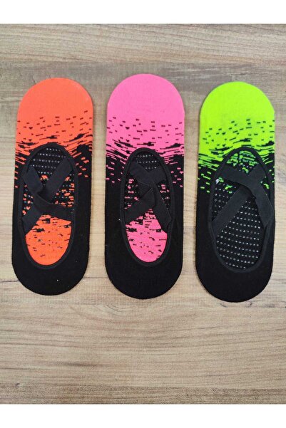 erceys Дамски чорапи за йога, цветни, с неплъзгащи се подметки, 3 чифта