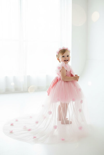 Hobidik Rochie umflată cu coadă cu imprimeu floral roz