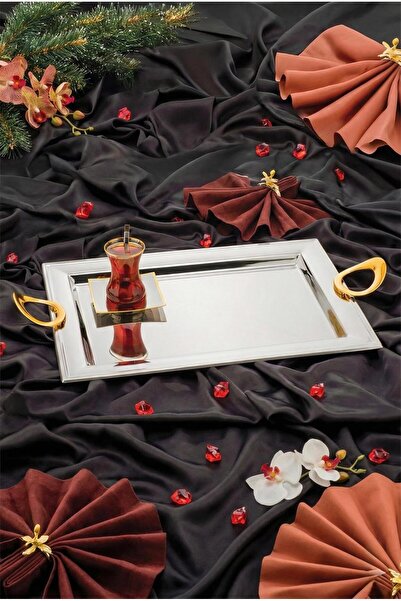 ÖZLİFE صينية شاي ألفا ذهبية عادية