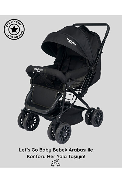 LETS GO BABY Berre Ergonomik Katlanabilir Konforlu Bebek Arabası Siyah Bebek ...